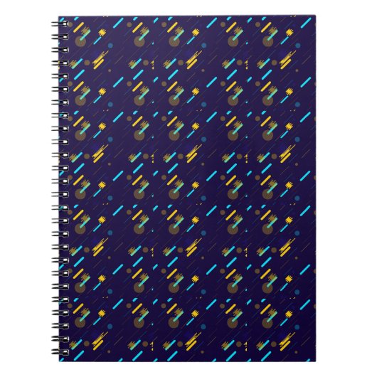 A spiral notebook with a dark blue cover  notitieboek (Voorkant)