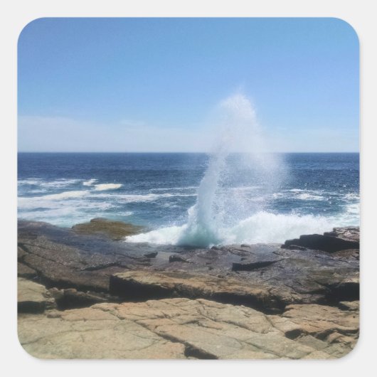 A Splash of Adventure at Schoodic Point Vierkante Sticker (Voorkant)
