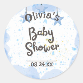 A Splash of Joy: Waterverf Baby shower Ronde Sticker