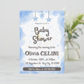 A Splash of Joy: Waterverf Baby shower Uitnodiging (Staand voorkant)