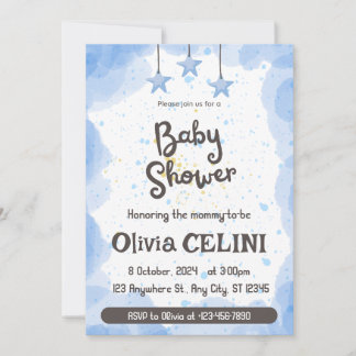 A Splash of Joy: Waterverf Baby shower Uitnodiging