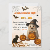 A Spooktacular Night | Ghost & Pumpkin Halloween Kaart (Voorkant)