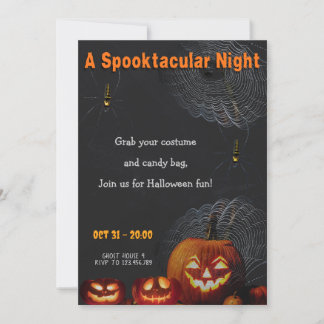 A Spooktacular Night | Pumpkins & Spider Halloween Kaart