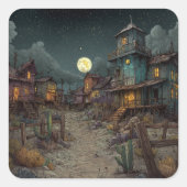 A Spooky Ghost Town Vierkante Sticker (Voorkant)