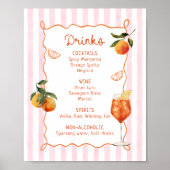 A Spritz Older Hand Drawn Drinks Menu Poster (Voorkant)