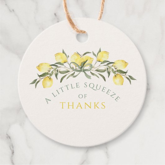 A Squeeze of Thanks Lemon Citrus Baby Shower Bedankjes Labels (Voorkant)