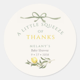 A Squeeze of Thanks Lemon Citrus Baby Shower Ronde Sticker