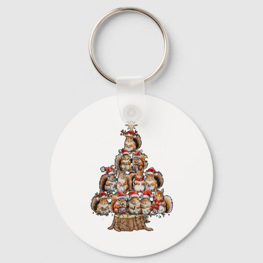 A Squirrel Christmas Tree Lights Forest Animal Lov Sleutelhanger (Voorkant)