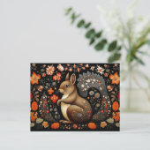 a Squirrel surrounded by flowers in dark colors Briefkaart (Staand voorkant)