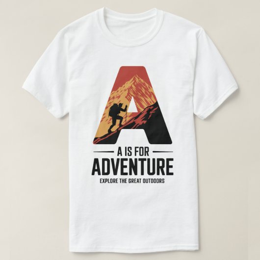 A staat voor Adventure Hiking Mountain Design T-shirt (Design voorkant)