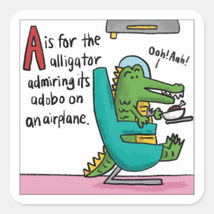 A staat voor Alligator Adobo T-Shirt Vierkante Sticker
