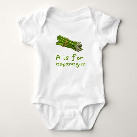 A staat voor ASPARAGUS Green Veggie Alphabet A Romper (Voorkant)