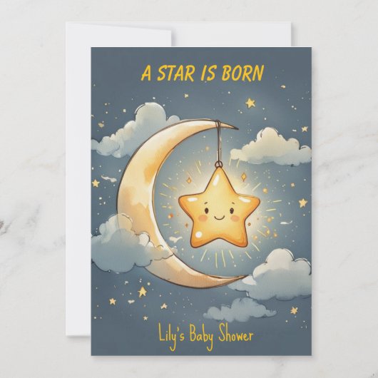 A Star is Born Baby Digitale Download Uitnodiging (Voorkant)