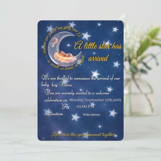 A Star is Born Baby shower Invite Kaart (Staand voorkant)