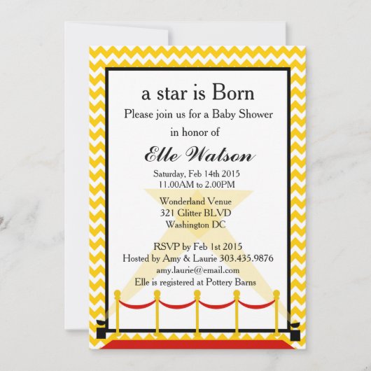 A Star is Born Hollywood Baby shower Kaart (Voorkant)