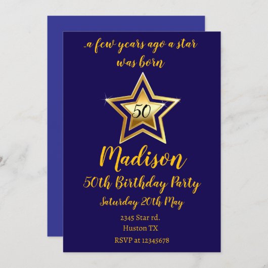 A Star was Born verjaardagsuitnodiging voor elke l Kaart (Voorkant / Achterkant)