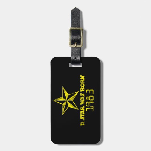  A Star werd in 1983 geboren als Yellow Star Bagagelabel (Voorkant verticaal)