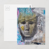 A stone face Abstract Mixed Media Collage Briefkaart (Voorkant / Achterkant)