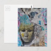 A stone face Abstract Mixed Media Collage Briefkaart (Voorkant / Achterkant)
