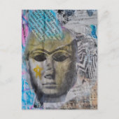 A stone lady face Abstract Mixed Media Collage Briefkaart (Voorkant)