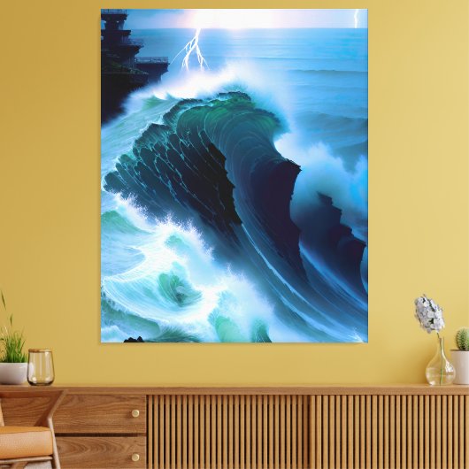 A storm by the sea AI image Canvas Afdruk (Insitu (Woonkamer))