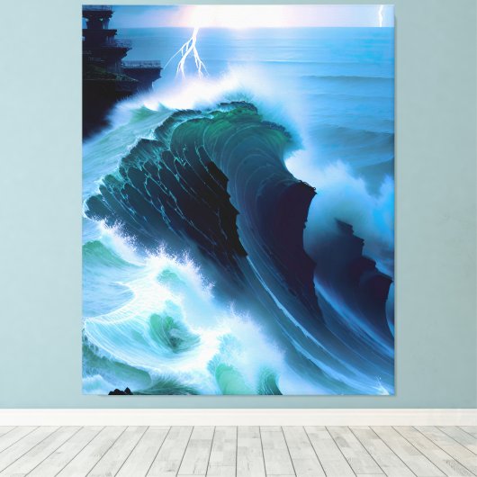 A storm by the sea AI image Canvas Afdruk (Insitu (Houten vloer))