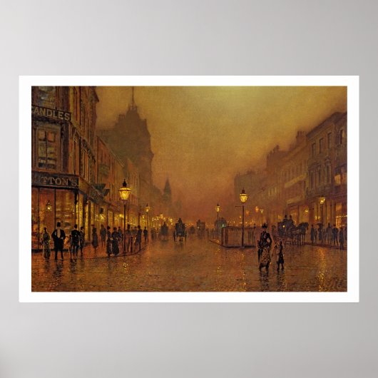 A Street at Night (olie op het paneel) Poster (Voorkant)