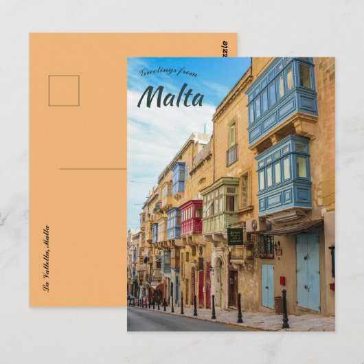 A Street in La Valletta Malta Briefkaart (Voorkant / Achterkant)