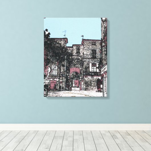 A Street in Pezenas Frankrijk Canvas Afdruk (Insitu (Houten vloer))