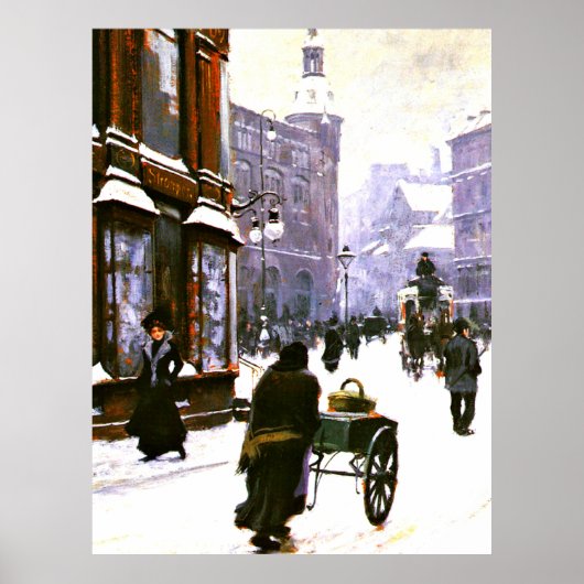 A Street Scene in Winter, Kopenhagen Poster (Voorkant)