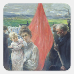 A Strike te Saint-Ouen, 1908 Vierkante Sticker