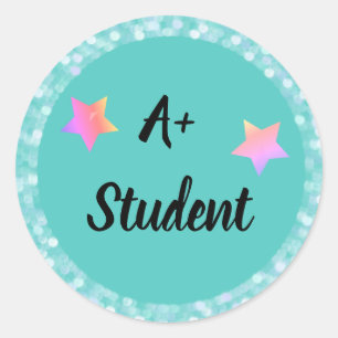 A+ Student met Sterren Ronde Sticker