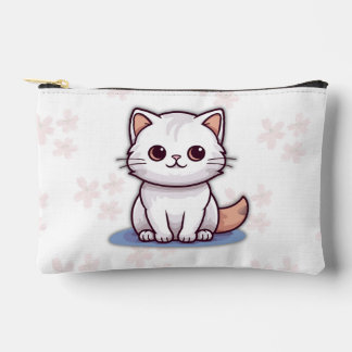 A stylish tote bag featuring a cute white kitten etui