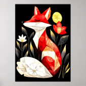 A stylized red fox with closed eyes poster (Voorkant)