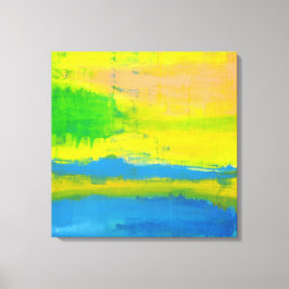 "A SUNNY DAY" Geel blauw Nautical Abstract Art Canvas Afdruk