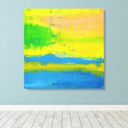 "A SUNNY DAY" Geel blauw Nautical Abstract Art Canvas Afdruk (Insitu (Houten vloer))