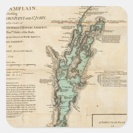 A Survey of Lake ChamPlain Vierkante Sticker (Voorkant)