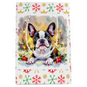 A Sweet Boston Terrier Christmas Medium Cadeauzakje (Voorkant)