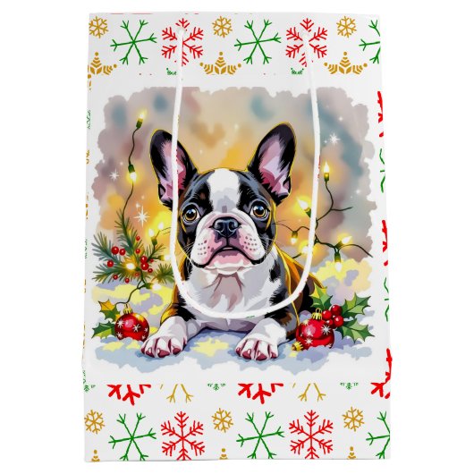 A Sweet Boston Terrier Christmas Medium Cadeauzakje (Achterkant)