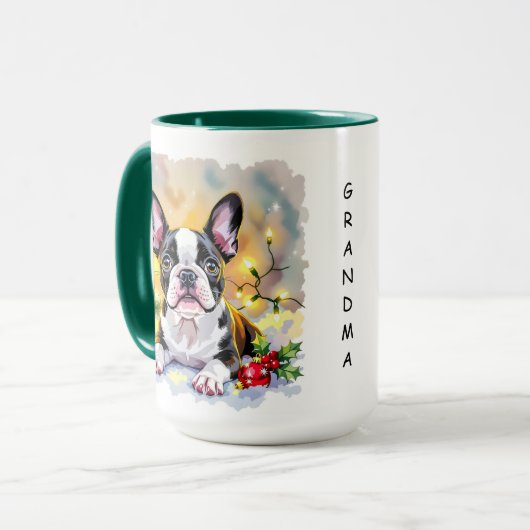 A Sweet Boston Terrier Christmas Mok (Voorkant links)
