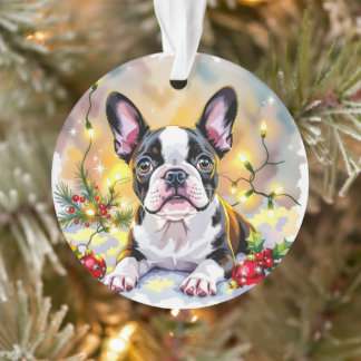 A Sweet Boston Terrier Christmas Ornament