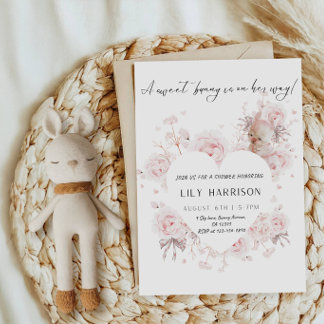 A Sweet Bunny Is On Her Way Baby Shower Party Kaart