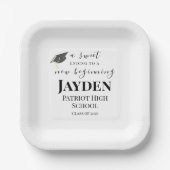 A Sweet Ending New Beginning Graduation Dessert Papieren Bordje (Voorkant)