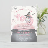 A Sweet Little Boo Is Almost Due Pink Baby Shower Kaart (Staand voorkant)