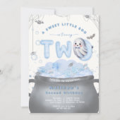 A Sweet Little Boo Is Turning Two Blue Birthday Kaart (Voorkant)