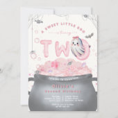 A Sweet Little Boo Is Turning Two Pink Birthday Kaart (Voorkant)
