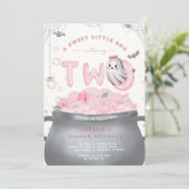 A Sweet Little Boo Is Turning Two Pink Birthday Kaart (Staand voorkant)