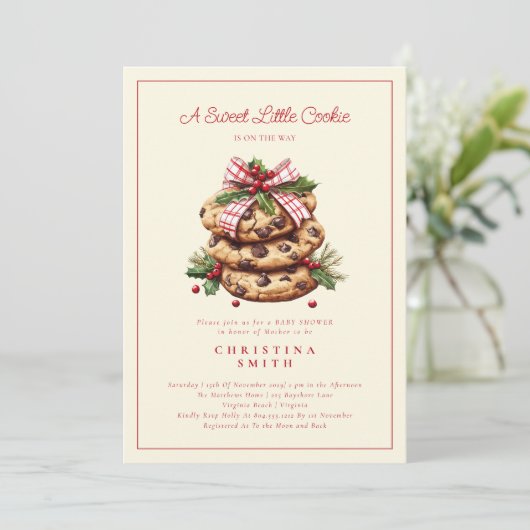 A Sweet Little Cookie Christmas Baby Shower  Kaart (Staand voorkant)