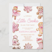 A Sweet Little Cookie Pink Gingerbread Baby Shower Kaart (Voorkant)