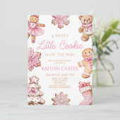 A Sweet Little Cookie Pink Gingerbread Baby Shower Kaart (Staand voorkant)